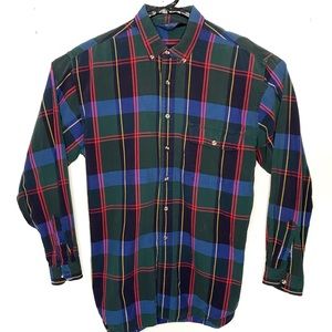 Vintage 80’s Woolrich Men’s Button Down Plaid Flannel Shirt Made In USA Size XL